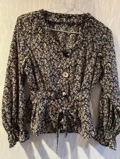 as know as pinky ブラウス 花柄 黒