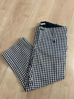 ギンガムチェック　パンツ　クロップドパンツ　スラックス