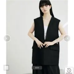 試着のみ セルフォード リネンライク パールネック ロング ジレ - メルカリ