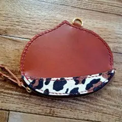 レザー　ポーチ　栗