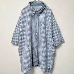 アリゾナ⭐️【XL】ギンガムチェック 半袖シャツ ボタンダウン 青白 綿 デート服のサムネイル