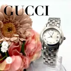 813 GUCCI 9000L デイト 腕時計 クォーツ アイボリー コンビ - メルカリ
