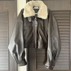 INGNI イング ファー付き レザージャケット ブラウン ショートブルゾン M