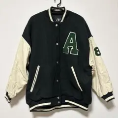 ZARAスタジャン A刺繍 ダークグリーン