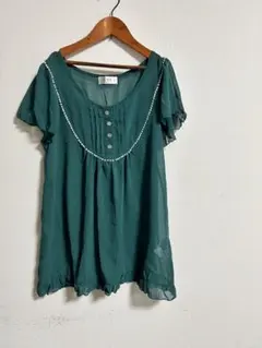 IIMK グリーン シフォン 半袖シャツのサムネイル