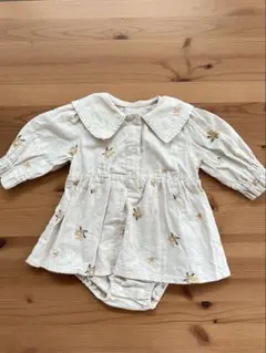 アプレレクール　花柄刺繍ワンピース　キンモクセイ　70cm