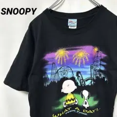 N-5240 SNOOPY Cedar Point スヌーピーTシャツ M 黒.のサムネイル