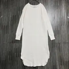 スローブイエナ　ワッフルカットソー ロングワンピース　白