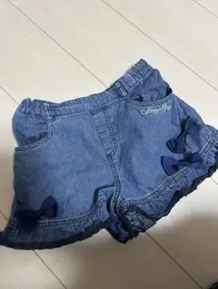 メゾピアノ デニムショートパンツ 130cm フリル・リボン付き