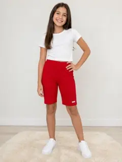 140cm 赤 ハーフレギンス スパッツ 伸縮性あり