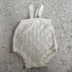 MONBEBE レース編みロンパース クリーム色