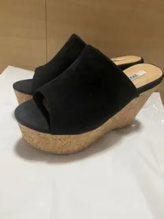 R&E 黒 スエード ウェッジソールサンダル　ほぼ未使用　ギャル　身長盛れる