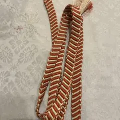 オレンジと白のひし形模様 帯締め　長尺