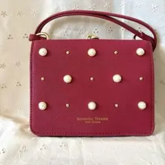 超美品✨　Samantha Thavasa バーガンディ パールショルダーバッグ