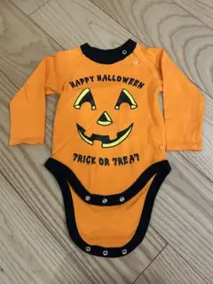 ハロウィンロンパース 80cm オレンジ