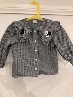 petit main ミッキー・ミニー刺繍付き長袖シャツ