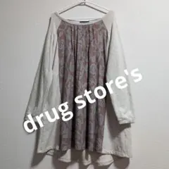 ドラッグストアーズ　センター植物柄　ゆったりトレーナーチュニック