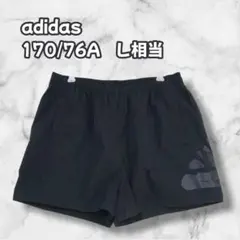 S0284　アディダス　ショートパンツ　ロゴプリント　ブラック　170/76A