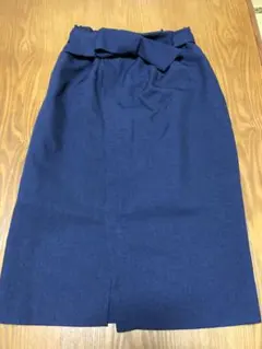 ロペピクニック 紺 ネイビー リボンベルト 麻調 タイトスカート 38 Mサイズ