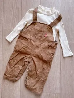 ホットビスケッツ　ミキハウス　コーデュロイ　サロペット　くま　長袖インナー　80