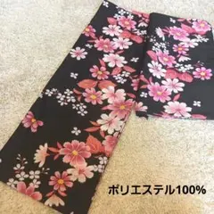 洗える浴衣　ポリエステル100%　黒地コスモス　美品のサムネイル