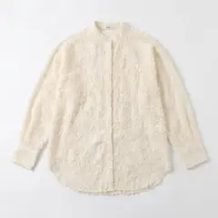最終価格Sirin /シリン ジャガードバンドカラーブラウス ベージュ M