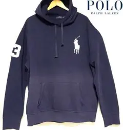 【古着】POLORALPHLAURENビッグポニースウェットパーカー紺-白 XL