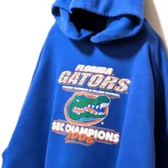 ジャージーズ フロリダゲイターズ ロゴ スウェットパーカーブルー青XL古着