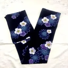 kansai yukata 浴衣単品 紺地 花柄 綿100%のサムネイル
