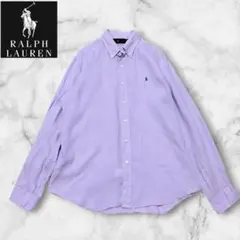 RALPH LAUREN ラルフローレン　リネン　麻　長袖シャツ　刺繍ロゴポニー