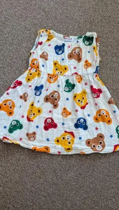 ミキハウス　プッチーくんいっぱい　ガーゼワンピース　半袖　90cm