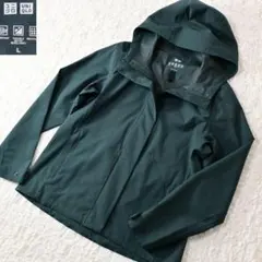 G4 Women L ユニクロ ブロックテックパーカ 緑系