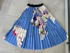 試着のみ 205zero 世界地図柄 プリーツスカー