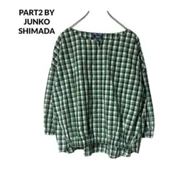 S3297【ジュンコシマダ パート2】13　チェック柄　シャツチュニック　七分袖