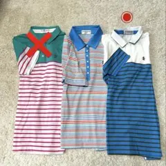 MUNSINGWEAR 白×青ボーダー　ポロシャツ　L