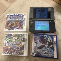 Newニンテンドー3DS LL メタリックブラック:ソフト3本　充電コード付き