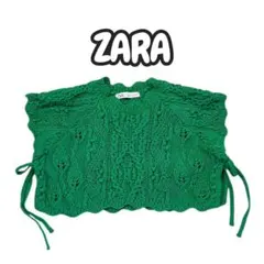 美品✨ ZARA グリーン ノースリーブ 編み込みトップス グリーン