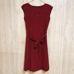 【美品】マッキントッシュ　膝丈ワンピ　ワインレッド　ドット柄　リボン　パーティー