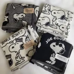 新品SNOOPY PEANUTS ガーゼハンカチ　モノトーン4点セット