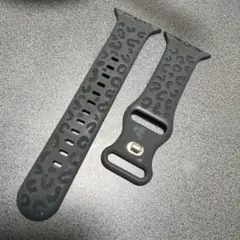 Apple Watch用 黒色レオパード柄バンド