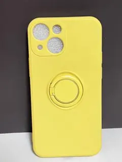 iPhone 13mini ケース 黄色 スマホリング付き