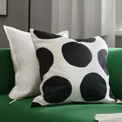 未開封 IKEA ブロームンカル クッションカバー ホワイト/ブラック/水玉のサムネイル
