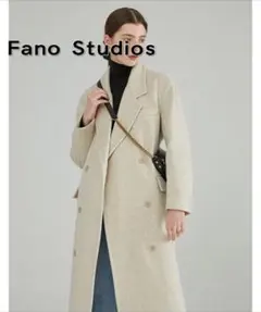 Fano Studios ダブル チェスター コート ロング ウール 無地 .