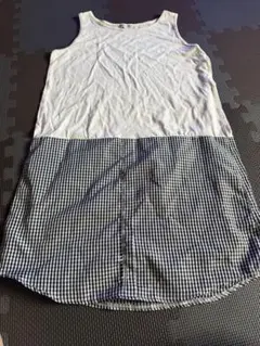 裾シャツ　インナーホワイト チェック タンクトップ　Ｔシャツのサムネイル