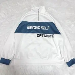 ハーフジップ スウェット ビッグシルエット ロゴ メンズL相当 ユニセックス