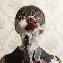 ホワイトリボンヘアアクセサリー　18点　成人式　振袖　卒業式　袴　結婚式　髪飾り