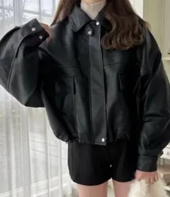 GRL 襟2Wayレザーブルゾン　レザージャケット