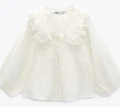 ZARA ピーターパン襟付き刺繍ブラウス