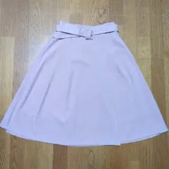 薄いピンク フレア巻きスカート ベルト付き