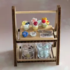 ミニチュア スイーツワゴン カップケーキとキャンディポットのセット